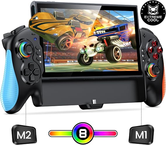 HASACOOL Controller for Switch 2, Plug-and-Play One-Piece Replacement for Pro Controller with Hall Effect Joysticks, 4-Level Vibration, Motion Control, Turbo & Macro Back Buttons, RGB Lighting