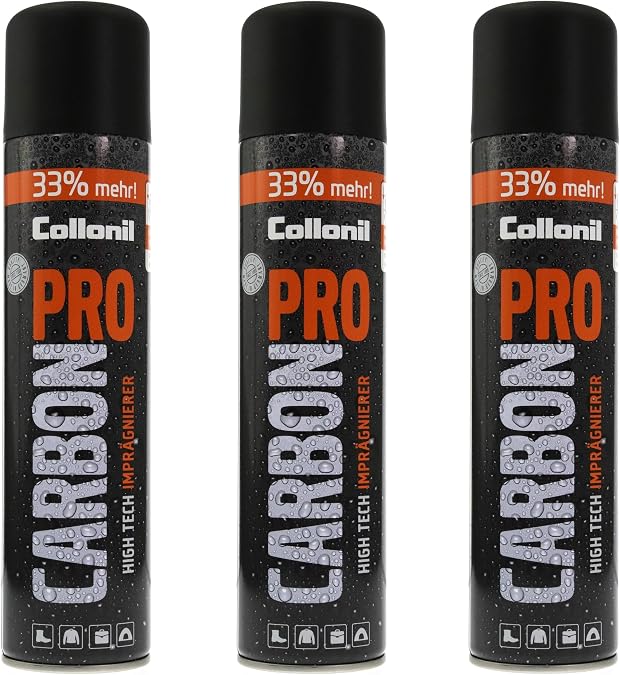 Collonil Carbon Pro, high-tech protection waterproofing spray for all materials, 400 ml (pack of 3), transparent