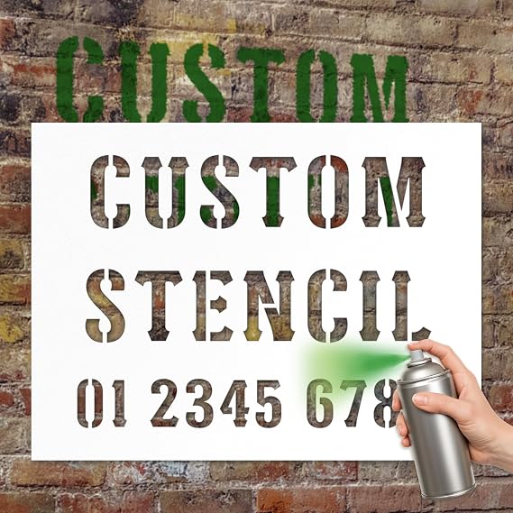 Custom Stencil, Personalized Text PVC Template, Reusable Stencil for Painting on Walls, Fabric, Wood, Signs and More - Multiple Sizes