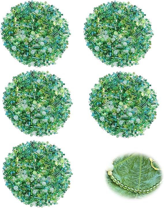 2500 PCS Mixed Glass Seed Beads for Bracelet Making, Green Bracelet Beads Small Bead, Green Glass Bead Suitable for DIY Bracelet Necklace Earring and Jewelry Making