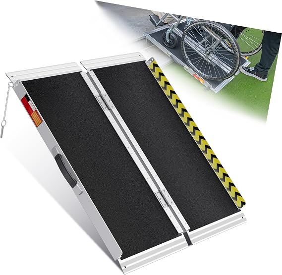 PURFINO Portable Wheelchair Ramp 91CM, 363KG Capacity, Non-Slip Aluminium Folding Ramp with Carborundum Surface for Steps, Thresholds, Kerbs, Stairs and Cars