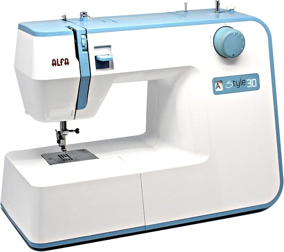 ALFA - Sewing Machine, Style 30, Sky Blue, 19 Stitches, 30 x 19 x 41 cm, Accessories Included