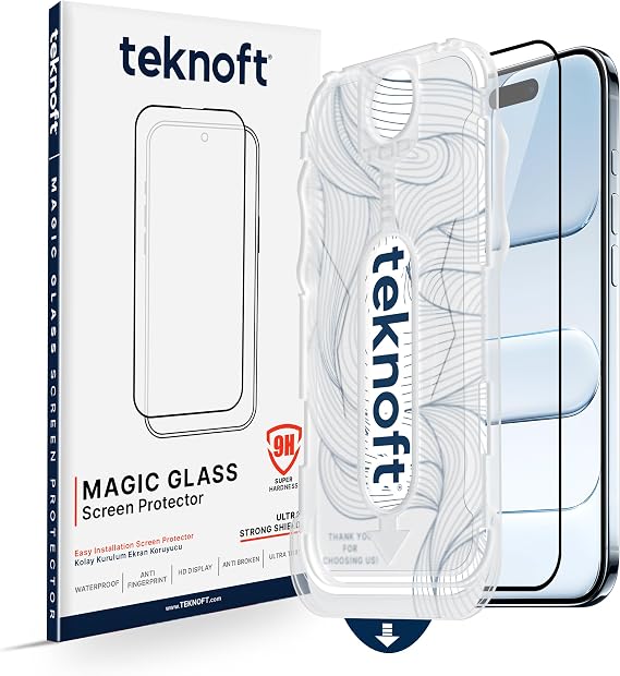 Teknoft iPhone Air için Kolay Kurulum Kitli Takılırken Camın Altında Kesinlikle Toz Bırakmayan Ekstra Güçlendirilmiş Tam Koruma Sağlayan Pürüzsüz Lazer Kesim Premium Ekran Koruyucu Kırılmaz Cam