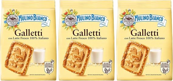 MULINO BIANCO Galletti - Crispy shortbread sugar biscuits 350g x 3packets