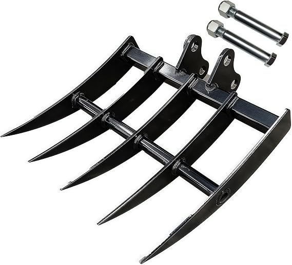 Mini Excavator Rake Attachment,Wide Backhoe Rake,Hydraulic Tilt Backhoe for Mini Excavator or Similar Machines 0.8-2Ton Micro Digger Rake,Hole Diameter:25MM/0.98in,Span:90MM/3.54in