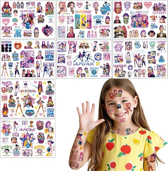 8sheets KP0p Temporary Tattoos for Adult Waterproof Cartoon K-P0p Party Tattoo Stickers Movie Anime K-P0p Tattoos Accessories for Fans
