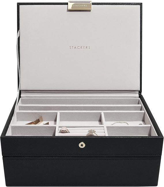 Stackers Black Classic Jewellery Box, Set of 2