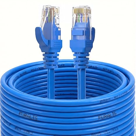 Cat6 Ethernet Kablosu (30 METRE) - 1000 Mbps’e Kadar Veri aktarımı - Fabrikasyon RJ45 Konnektörlü - Mavi