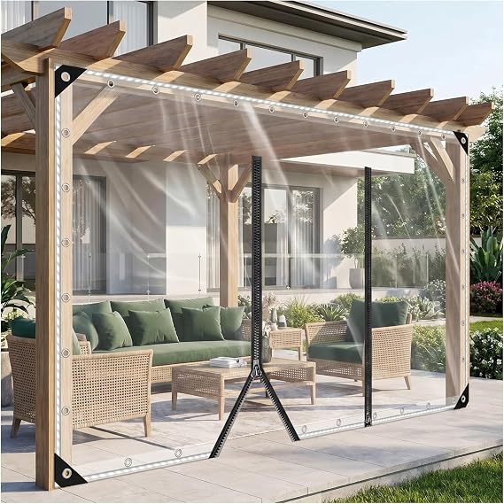 QWEASDF Şeffaf Tarps ， Fermuarlı PVC Şeffaf Tente ， Ağır Hizmet