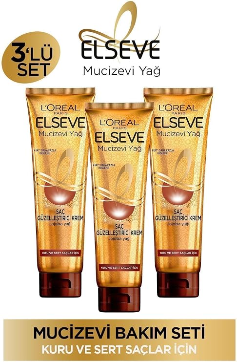 Elseve Mucizevi Yağ Saç Güzelleştirici Krem 150 Ml Kuru Ve Sert Saçlar 3 Adet Ürün