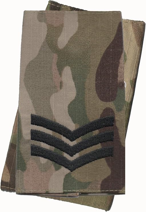 Pair Of Black on Multicam/MTP Rank Slides (Multi Terrain Pattern - All Ranks (Sergeant)