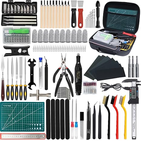 202 PCS 3D Printer Tool Kit with PU Carrying Box, 3D Printer Accessories Includes Deburring, Removal, Carving, Grinding, Cleaning Tools, 3D Printing Tool Kit for Effective Maintenance & Cleaning（USB）