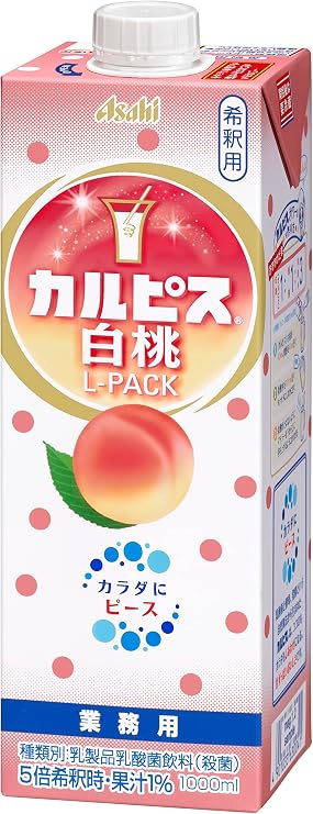 Asahi Beverage "Calpis" White Peach L Pack, Paper Container, 33.8 fl oz 1000 ml x 1 Bottle