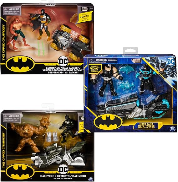 DC Comics BATMAN Batcycle Vehicle with Exclusive BATMAN and CLAYFACE 4-Inch Action Figures (Styles Vary)