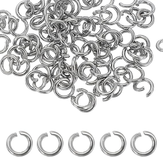 sourcing map 120pcs Open Jump Rings 8mm 1.5mm Thick Connector Ring Silver