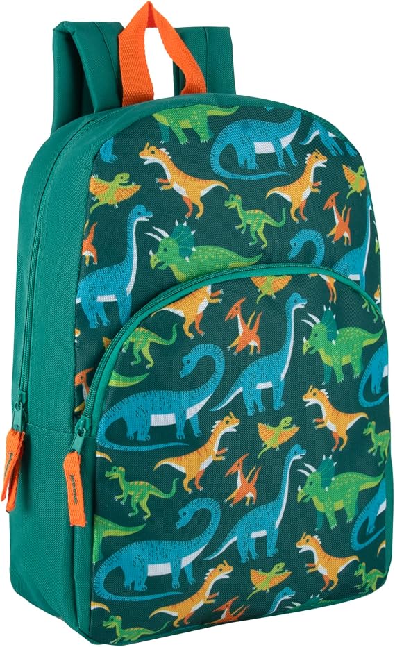 Trail maker 15 Inch Kids Backpacks for Preschool, Kindergarten, Elementary School - Adjustable, Padded Straps (Prehistoric Pals)