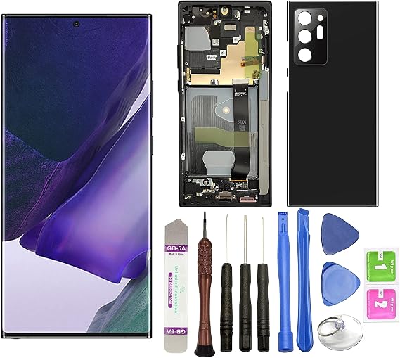 LCD Screen Replacement for Samsung Galaxy Note20 Ultra 5G SM-N986 N986B N986U 6.9 inch Mobile Phone Touch Screen Display Assembly (with Frame) + Tools by R RONPHONE (Black)