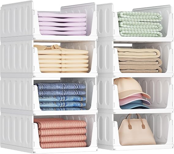 Lifewit 8 Pack Wardrobe Storage Organiser Stackable Boxes 41 cm Depth