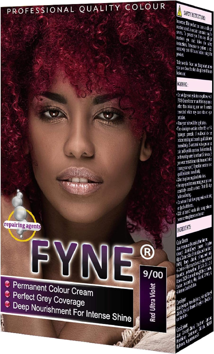 FYNE Red Ultra Violet Permanent Hair Dye for Women - Home Hair Color Cream with Built-in Conditioner - Gentle,Long-Lasting,Easy to Use,Suitable for All Hair Types-Achieve Salon-Quality Results at Home