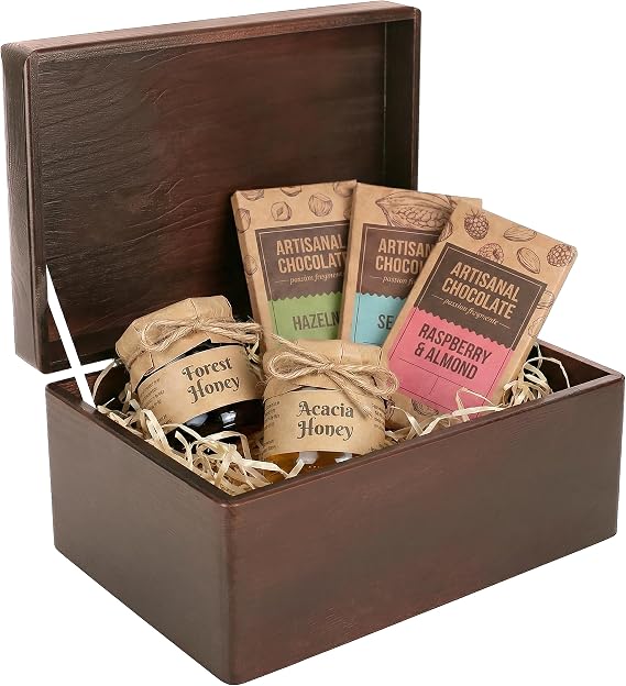 Creative Deco Brown Large Wooden Box with Lid 30 x 20 x 14 cm (+/-1 cm)