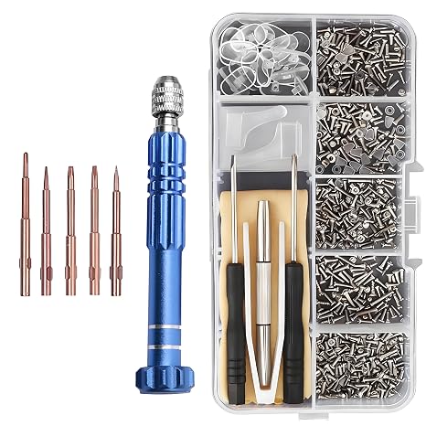 1006 PCS Glasses Screwdriver Set, Eye Glasses Repair Kit Spectacle Repair Kit with Screws Screwdrivers Tweezers Nose Pads, Sunglasses Screwdriver Practical Suitable for Daily Use