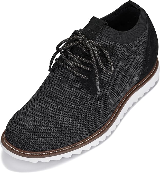 CALTO Men's Invisible Height Increasing Elevator Shoes - Lightweight Lace-up Casual Derby - 3.2 Inches Taller