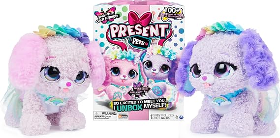 Present Pets, Fairy Puppy Interactive Plush Toy with Over 100 Sounds and Actions (Style May Vary), Kids’ Toys for Girls Aged 5 and above, 6061372