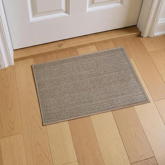 Artoid Mode Beige Grey Washable Absorbent Non Slip Door Mat, Rubber Backing Low Profile Door Mats Indoor Floor Mat Entrance Patio Home Decor 40x60cm