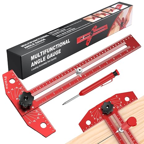 Preciva T Square with Carpenter Pencil, Foldable Aluminium Alloy Ruler