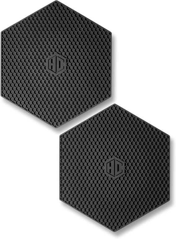 HexClad Black Hexagonal Silicone Rivets Anti-Slip Hot Pad 2 Pack