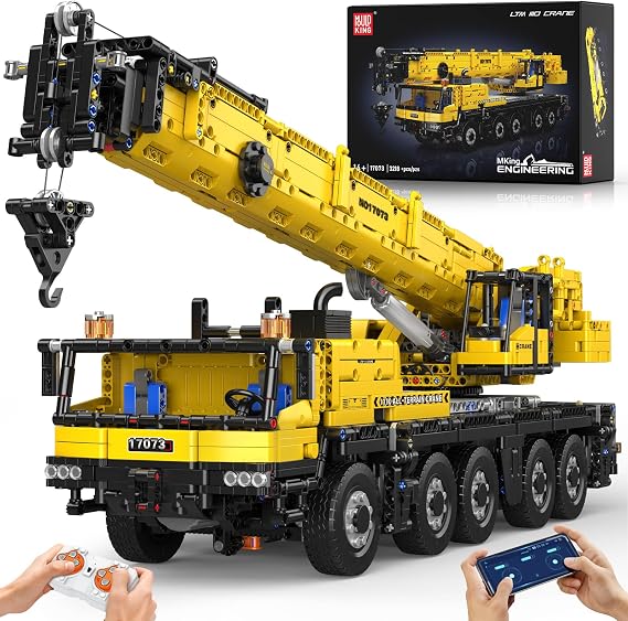 Mould King Large Technik Engineering Truck Building Sets - Motorised Construction Vehicle Model Kit for Adults - incl. a Movable Boom Arm & RC APP Control - Gift Idea - 17073