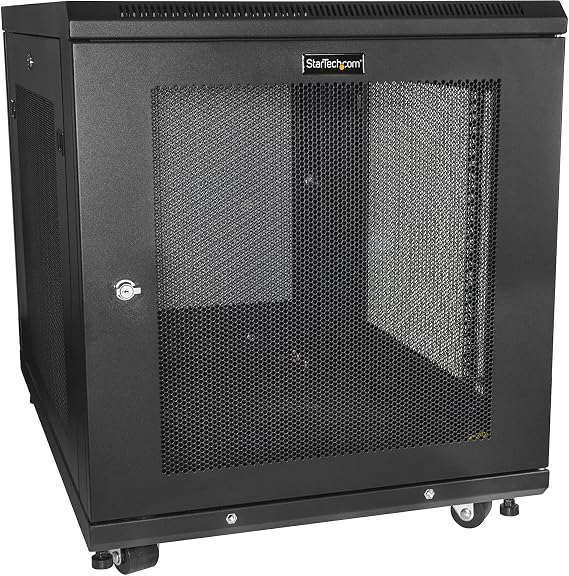 StarTech 12U 19in Enclosed 4-Post Server Cabinet, 29in Deep, 450kg/992lb