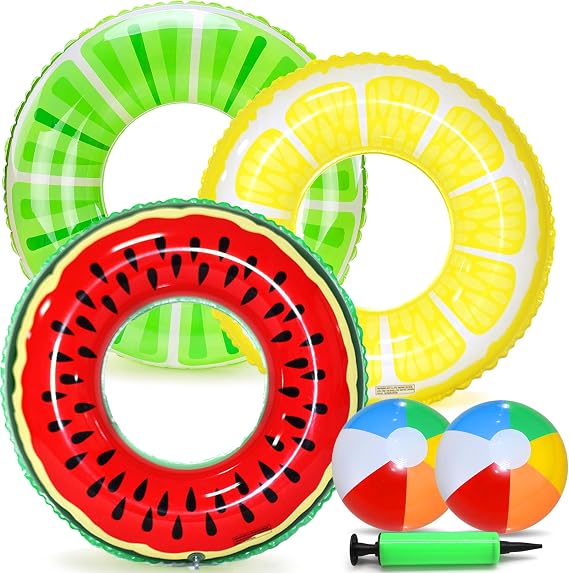 Chennyfun 6Pcs Inflatable Swimming Ring Set for Children and Adults