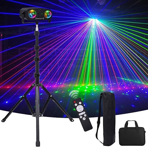 Disco Lights, 5-in-1 Led DJ Light with Tripod Stand, Kaleidoscope Ball/Red Green Pattern/Sound Activated/Star Light/Strobe Effect, Portable Disco Ball for Gig Disco Party DJ Stage Lighting [Energy Class G]