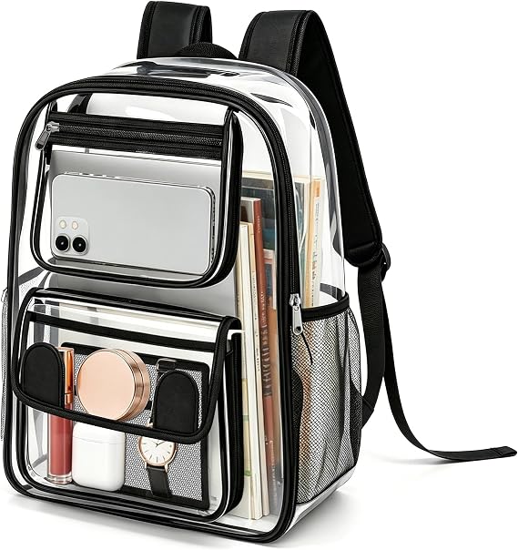 Clear Backpack, Waterproof PVC Transparent Bag Black