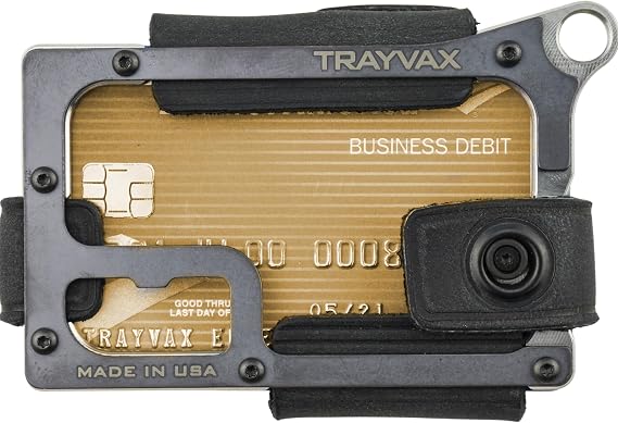Trayvax コンター ミニマリストウォレット タクティカル アーマー スチール フロント ポケット RFID, ロー|ステルスブラック。, Medium, 輪郭財布