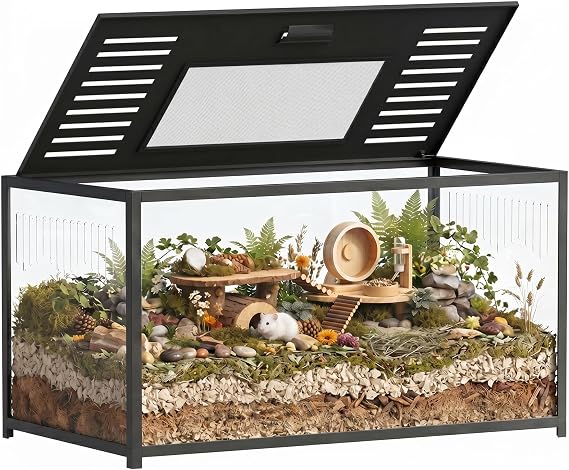 PawHut Large Hamster Cage w/Deep Base, Openable Top, 100x50x52.5 cm Black
