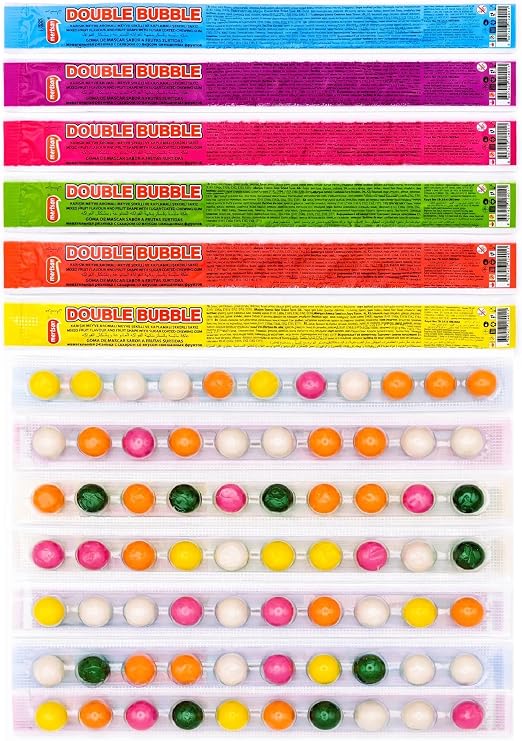 Bubble Gum Balls Strip BALLS. Kids Party Bag Fillers RETRO SWEETS Chewing gum balls. (20)