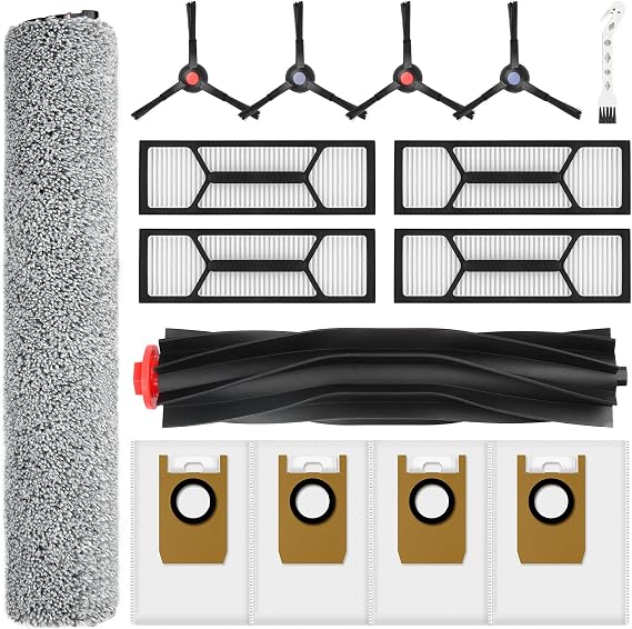 15 Pack Accessories Kit for eufy Robot Vacuum Omni S1 Pro / S1, 1 Rolling Mops, 1 Rolling Brush, 4 Dust Bags, 4 High-Performance Filters, 2 Sets of Side Brushes, 1 Cleaning Brush