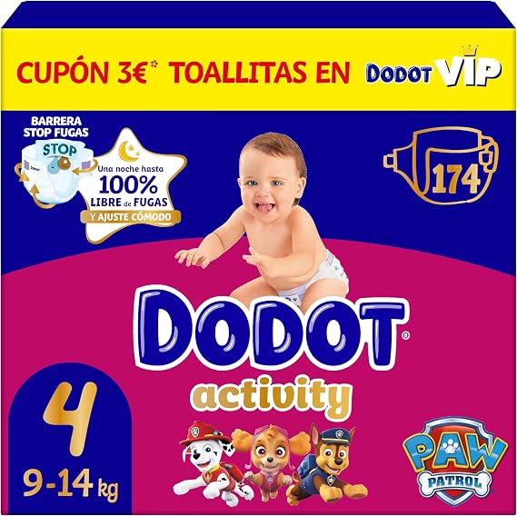 Dodot Activity Baby Diapers Size 4 (9-14 kg), 174 Nappies, Our No.1 in