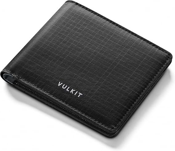 VULKITバルキット Lite 財布 RFIDブロック 二つ折り財布 ミニマリスト 撥水&耐摩耗性, ブラック, Slim, 二つ折り財布