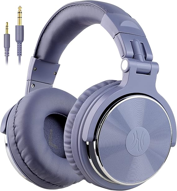 OneOdio Over Ear Headphone Studio Wired Bass Headsets with 50mm Driver, Foldable Lightweight Headphones with Shareport and Mic for DJ Recording Monitoring Mixing Podcast Guitar PC TV (Blue Fog)