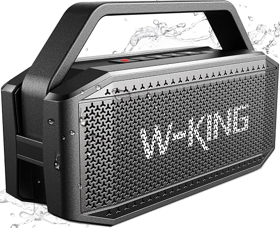 W-KING Subwoofer'lı Taşınabilir Yüksek Bluetooth Hoparlörler, 60W Dış Mekan Hoparlörleri Bluetooth Kablosuz Su Geçirmez Hoparlör, Derin Bas/40H/TF/AUX