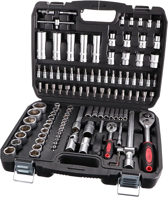 SIXTOL TOOL SET 108 Tool Set 108uds | Gola in Case | 1/4" and 1/2" Ratchet | Metal Lock