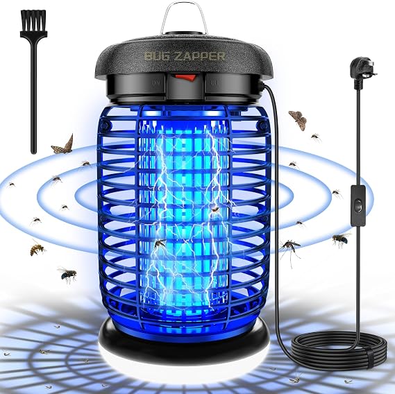 Bug Zapper, 4200V Insect Pest Fly Killer, 15W Electric Mosquito Zapper for Indoor and Outdoor, Waterproof Outdoor & Indoor Mosquito Killer Lamp for Flying Insect Control