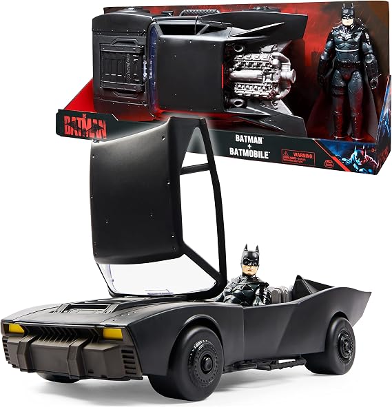 DC Comics, Batman Batmobile with 30-cm Batman Figure, The Batman Movie Collectible, Kids’ Toys for Boys and Girls Aged 4 and up