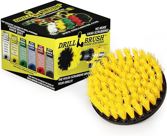 5 Inch Diameter Drill Powered Scrub Brush With Quarter Inch Quick Change Shaft
