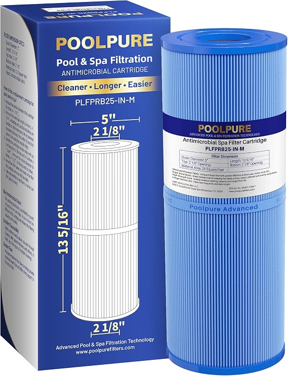POOLPURE Antimicrobial Spa Filter Replaces Pleatco PRB25-IN-M, 1pc