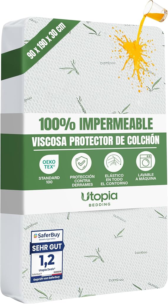 Mattress Protector Waterproof Viscose 90 x 190 x 30 cm Adjustable