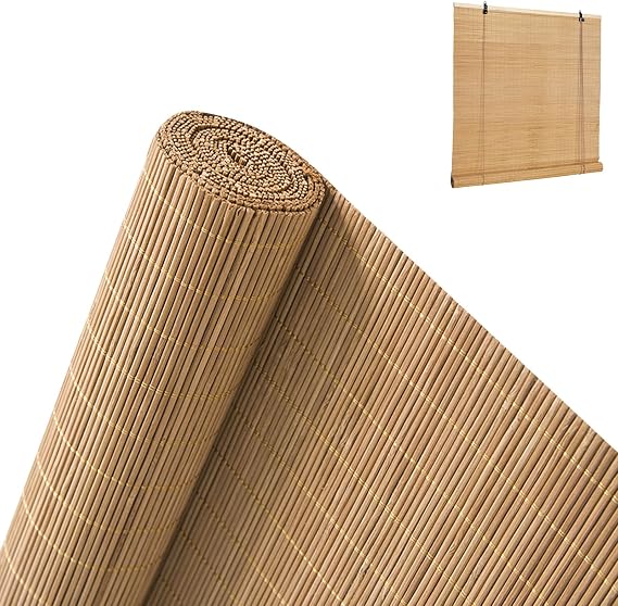 Bamboo Roman Shades, Bamboo Blinds, Shade/decoration/indoor/outdoor/various Sizes, Bamboo Curtains, Bamboo Window Shades, Bamboo Blinds for Window Outdoor, WxH(Carbonized,120 x 175 cm)